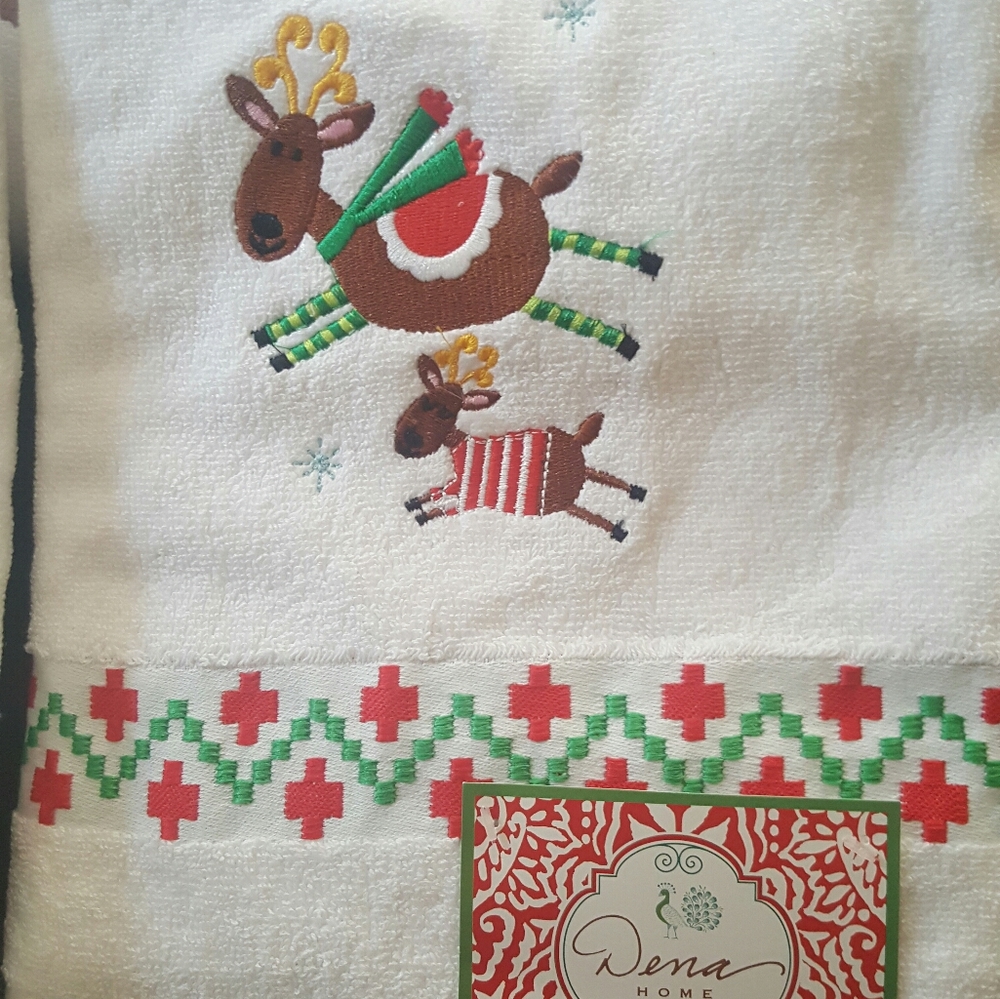 Dena Flying Reindeer 27" x 50" Bath 3pc Towel